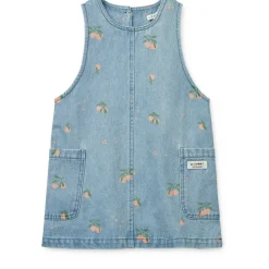 Liewood Angelica Bedrucktes Denim-Kleid Peach / Light blue denim Outlet