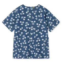 Liewood ANGELICA Bedrucktes Denim-Kleid Cherry blossom / Medium blue denim