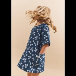 Liewood ANGELICA Bedrucktes Denim-Kleid Cherry blossom / Medium blue denim