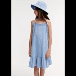 Liewood DAMON Seersucker Hut Y/D Check Riverside / Crisp white Hot