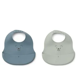Liewood EMBER Bedruckte Lätzchen, 2er-Pack Mr Beardove blue / whale blue Outlet
