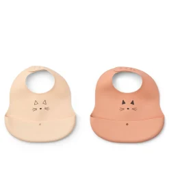 Liewood EMBER Bedruckte Lätzchen, 2er-Pack Cat Appleblossom / Tuscany rose