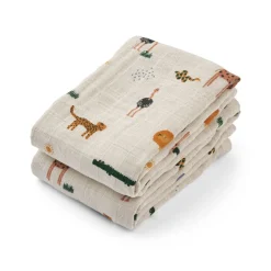 Liewood Lewis Baumwollmusselin Tuch 2er-Pack Safari sandy mix Outlet