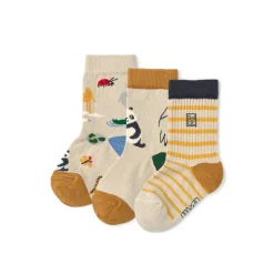 Liewood SILAS Socken 3er-Pack Around the world / Sandy Clearance